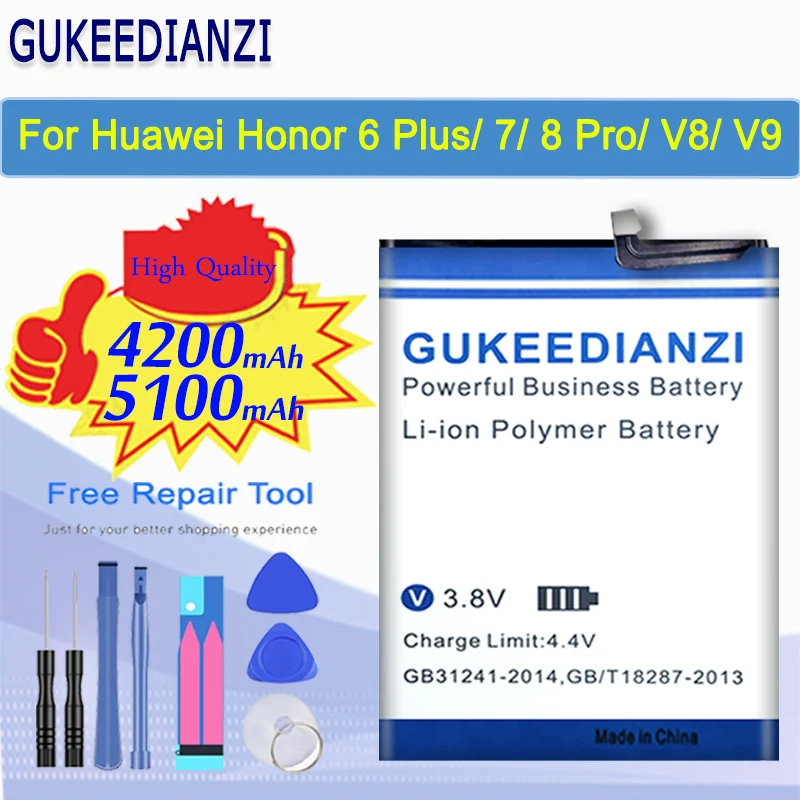 Батареи мобильного телефона для Huawei Honor 8 Pro / V9 6 Plus/ 7/ V8 DUK AL10 AL20 TL20 UL00 PLK TL01H батареи