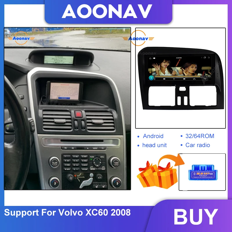 

Автомобильный HD сенсорный экран Видео Радио мультимедийный плеер для volvo xc60 2008 Android Авто Стерео GPS навигация магнитофон
