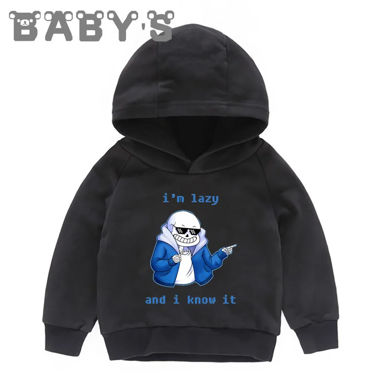 Детские толстовки с капюшоном; детские толстовки с принтом «Undertale Sans»; пуловер для малышей; топы для маленьких девочек и мальчиков; KMT2405