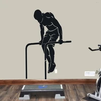 muscle workout wall decal pull up exercise sports door window vinyl sticker training room stadium gym interior decoration e270