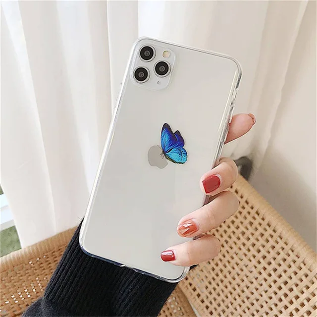 Ультратонкий чехол для iphone 6s 6 7 8 plus 5s 5se 5 силиконовый мягкий с бабочкой 11 pro max xr xs se