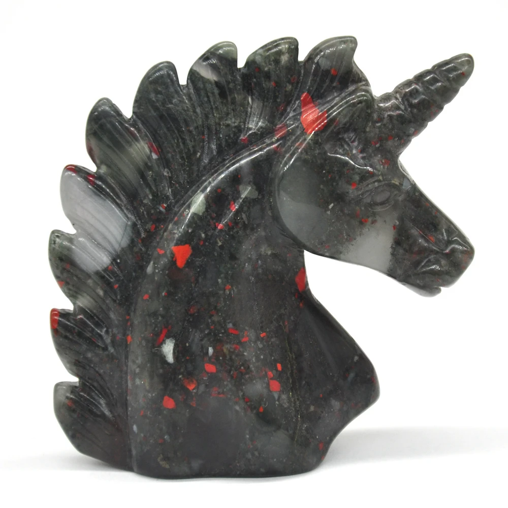 Статуя единорога 2 дюйма резной натуральный камень в виде крови украшение для