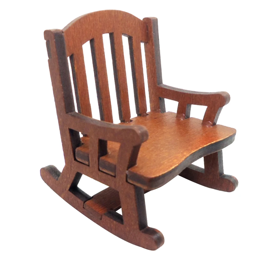 

1/12 Dollhouse Miniature Furniture Wooden Rocking Chair Model Toy Decoration