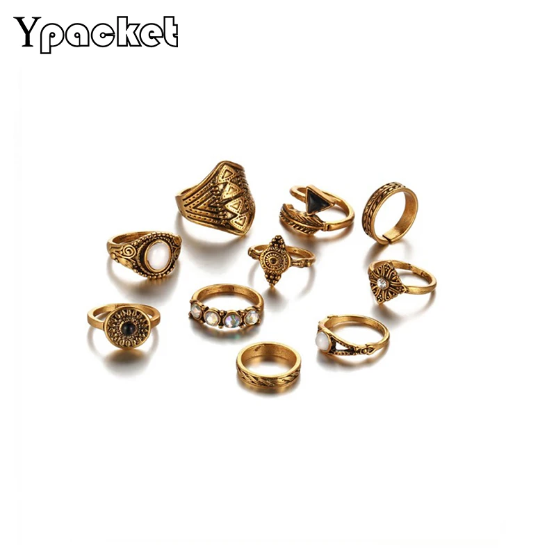 10 шт. европейский стиль кольцо кристалл цветок драгоценный камень серебряное