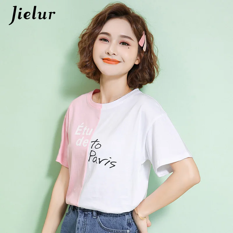 Jielur новые женские футболки 2021 для отдыха Цвет черный белый желтый Большие