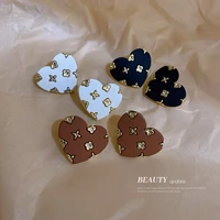 lacquered small flower love earrings korean fashion simple fresh sweet cute girls party personality jewelry earrings for women