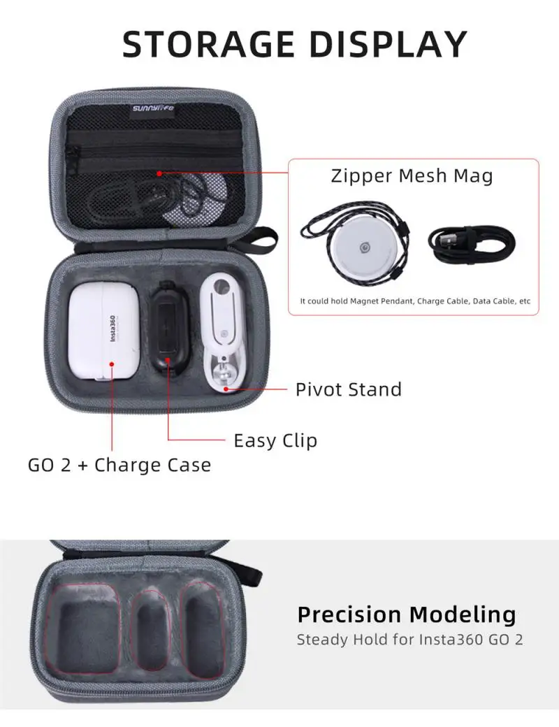 

Sunnylife Mini Carrying Case Handbag Protective Bags Accessories For Insta360 GO 2 Anti-scratch For Camera Digital Equipment