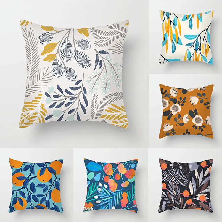

Plant Flower Pillow Cover 45x45 Sofa Waist Rest Pillowcase Dining Chair Seat Cover Hall Sofa Cushion Cover home decor