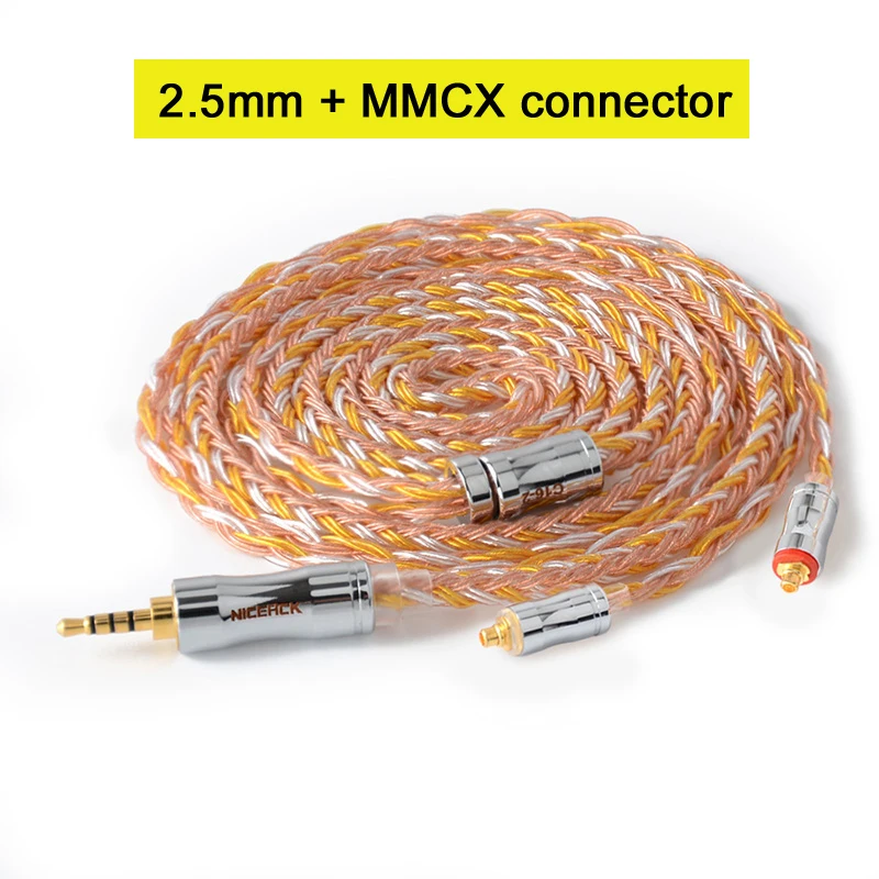 NICEHCK C16-2 16 Core Медь серебро смешанные кабель 3,5/2,5/4,4 мм разъем MMCX/2Pin/QDC/NX7 булавки для ZSX C12 TFZ V90 NICEHCK NX7 Pro/F3