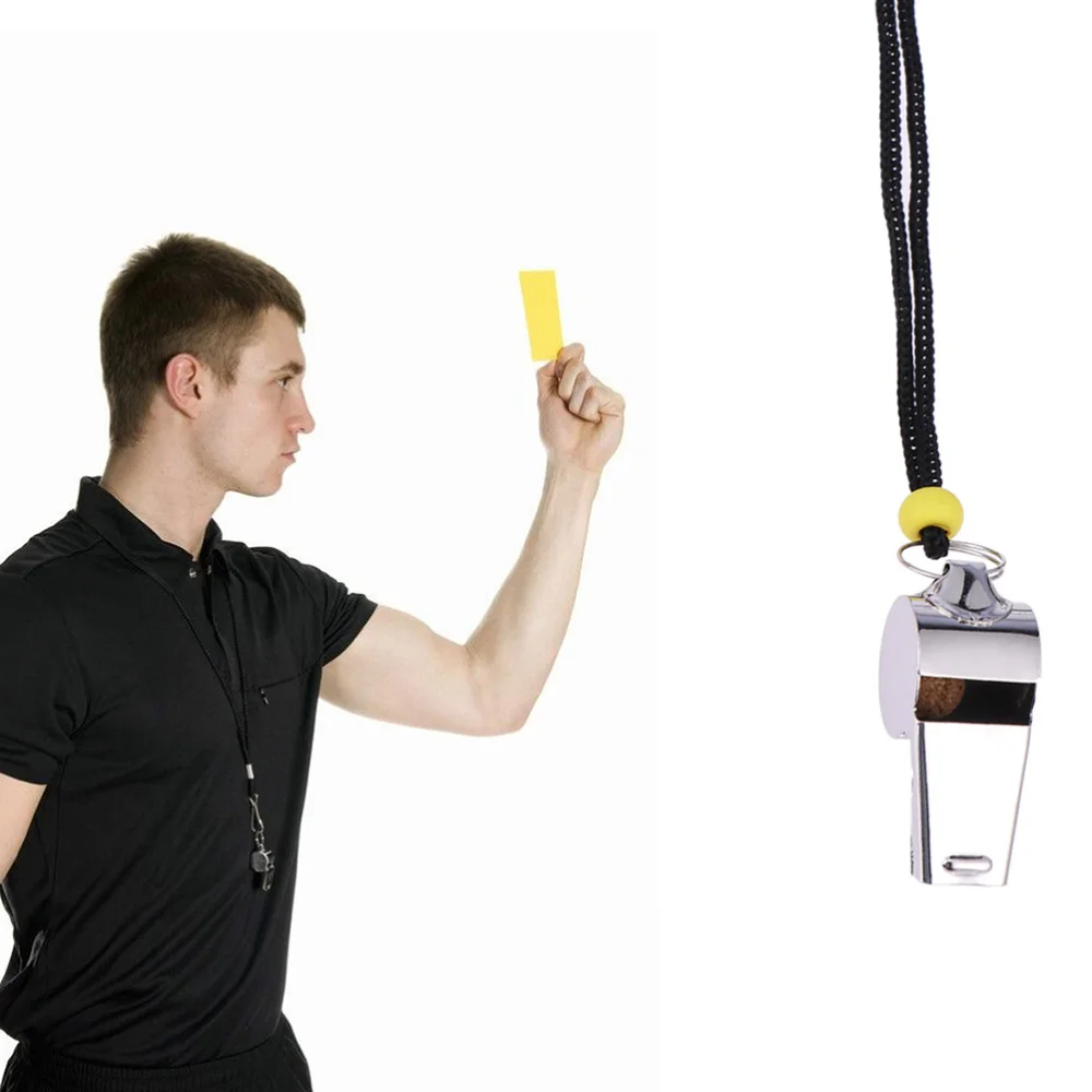 

4pcs Stainless Steel Whistles Metal Referee Whistle with Lanyard for Football Officials (Silver)