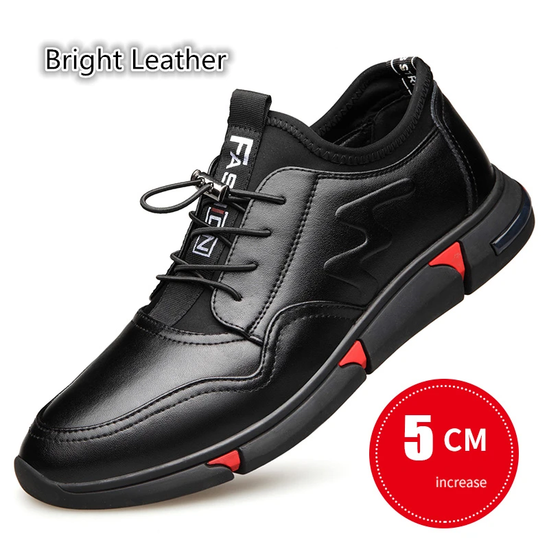 5 CM Increase Bright Misalwa/сезон весна-осень; мужские кожаные повседневные кроссовки на плоской подошве; 5 см; обувь, увеличивающая рост; модная Молодежная мужская обувь из искусственной лайкры - Цвет: 5 CM Increase Bright