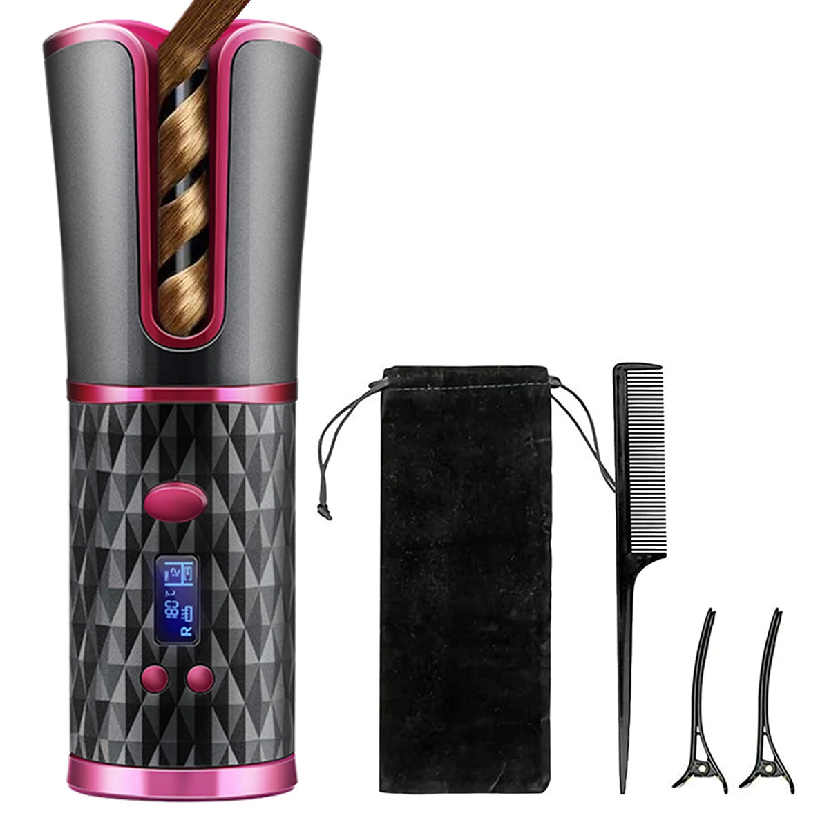 Плойка керамическая вращающаяся перезаряжаемая с ЖК-дисплесветодиодный |