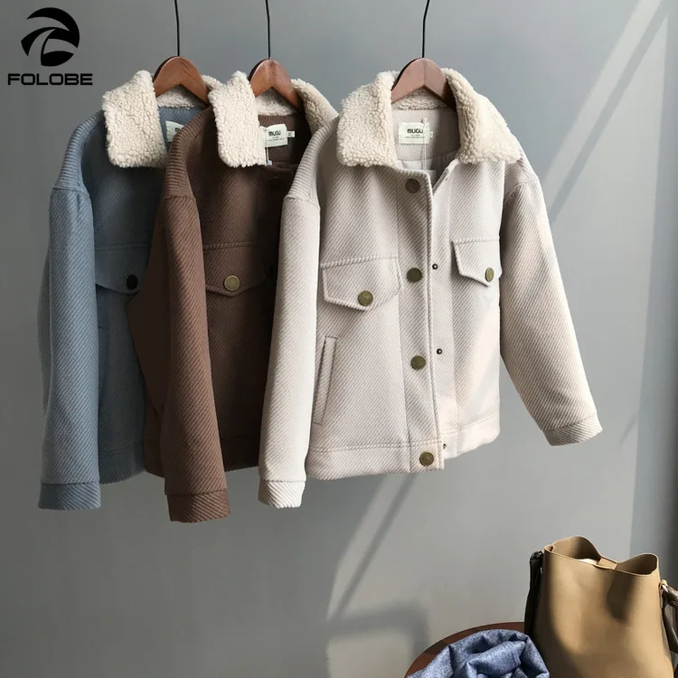 

Осень-зима 2020 женское уличное пальто женское модное повседневное короткое пальто теплая зимняя одежда с воротником из овечьей шерсти