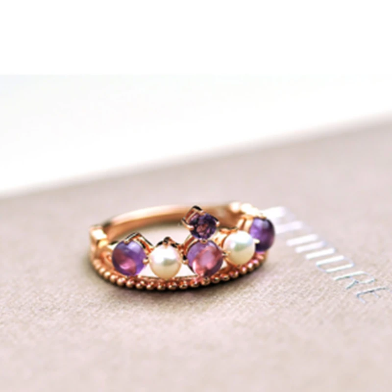 

New Pearl Crown Ring Luxury Noble Lady Casual Wedding Party Geometric Crown Opal Pearl Ring Jewelry