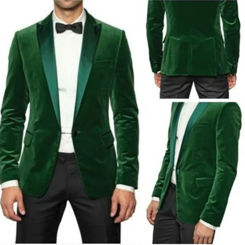 

Fashionable men's suits Wedding custom green men jacket velvet latest coat pant designs best man suit the groom party wear