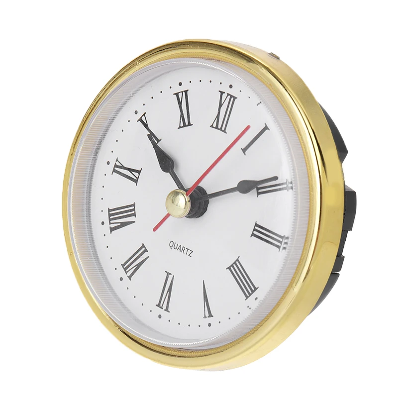 

1pc 2" 65mm Clock Quartz Movement Insert Roman Numeral White Gold Trim Clock Parts Accessories