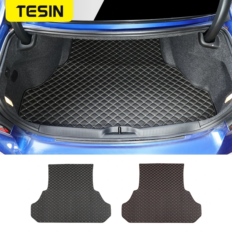 

Кожаные напольные коврики TESIN, коврик для багажника автомобиля, противоскользящие защитные коврики для груза для Dodge Charger 2015 + аксессуары для...