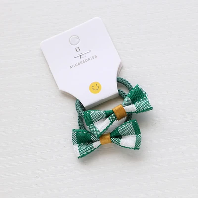 2PCS Orange Lattice Bowknot Girls Hair Accessories Princess Headwear Kids Elastic Bands Baby Headdress Children Ropes | Аксессуары для