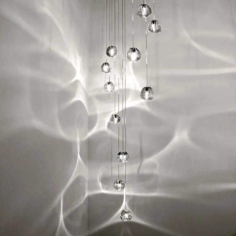 Modern Crystal Ball Chandelier Lighting Staircase Lamp Living Room Bedroom Decor Chandeliers Kitchen Island Indoor Light Fixture | Лампы и