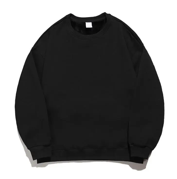 

2020 new winter sweater men plus velvet thick sweater men loose solid color round neck pullover sweater men