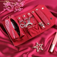 multifunction leather jewelry roll earring bracelet ring storage bag necklace display holder travel lipstick perfume organizer