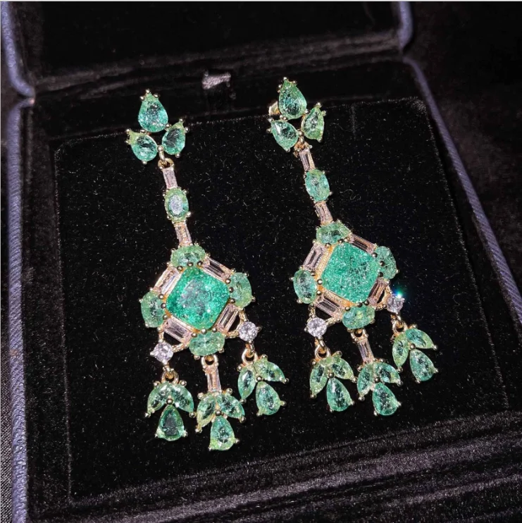 Женские украшения роскошные серьги в виде лепестков бабочки стиле ретро зеленые