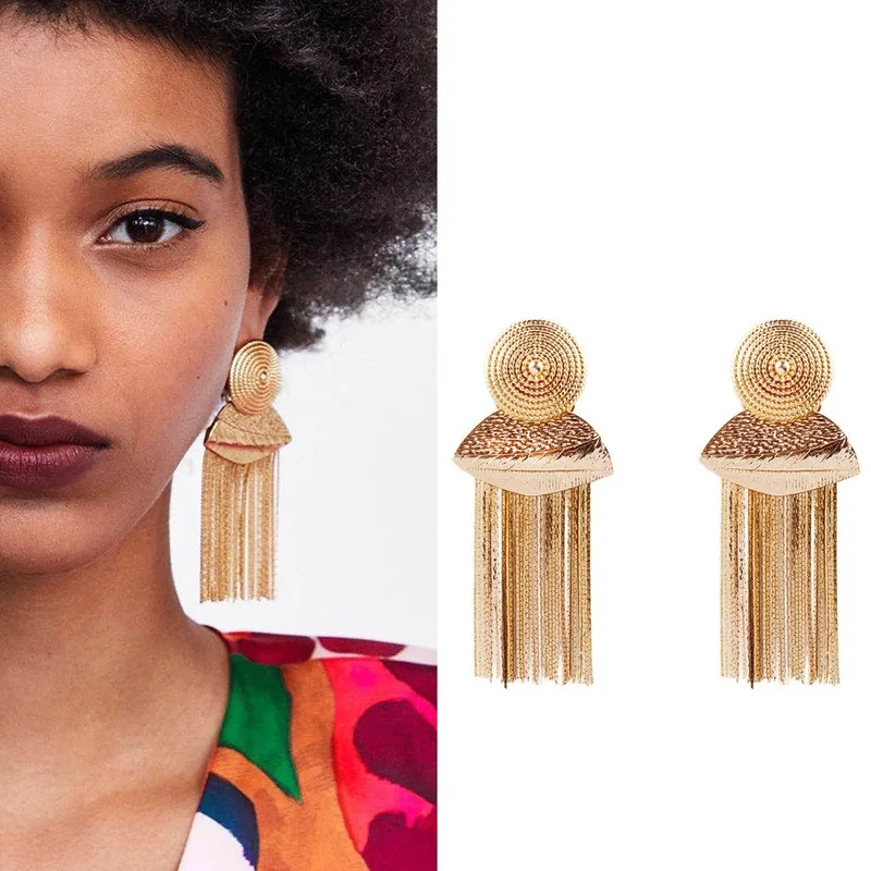 Новые креативные длинные серьги с кисточками однотонные женские из сплава