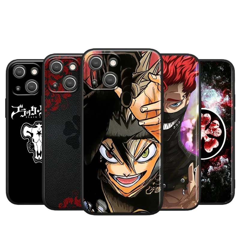 

Hot Black Clover Anime for Apple iPhone 13 12 11 Pro Max Mini XS Max X XR 6S 6 7 8 Plus 5S SE2020 Soft Black Phone Case