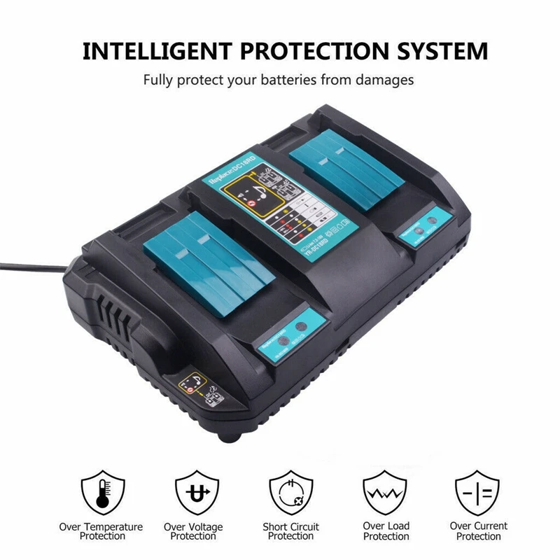 Dc18Rd быстрого Li-Ion Батарея Зарядное устройство для зарядки с двумя портами Usb Порты