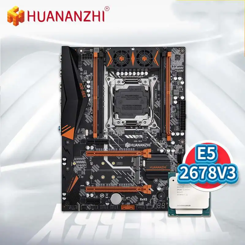 Billig HUANANZHI X99 BD4 Motherboard Mit Intel XEON E5 2678 V3 LGA2011-3 DDR4 RECC/NICHT Speicher Combo Kit Set NVME NGFF SATA USB 3,0