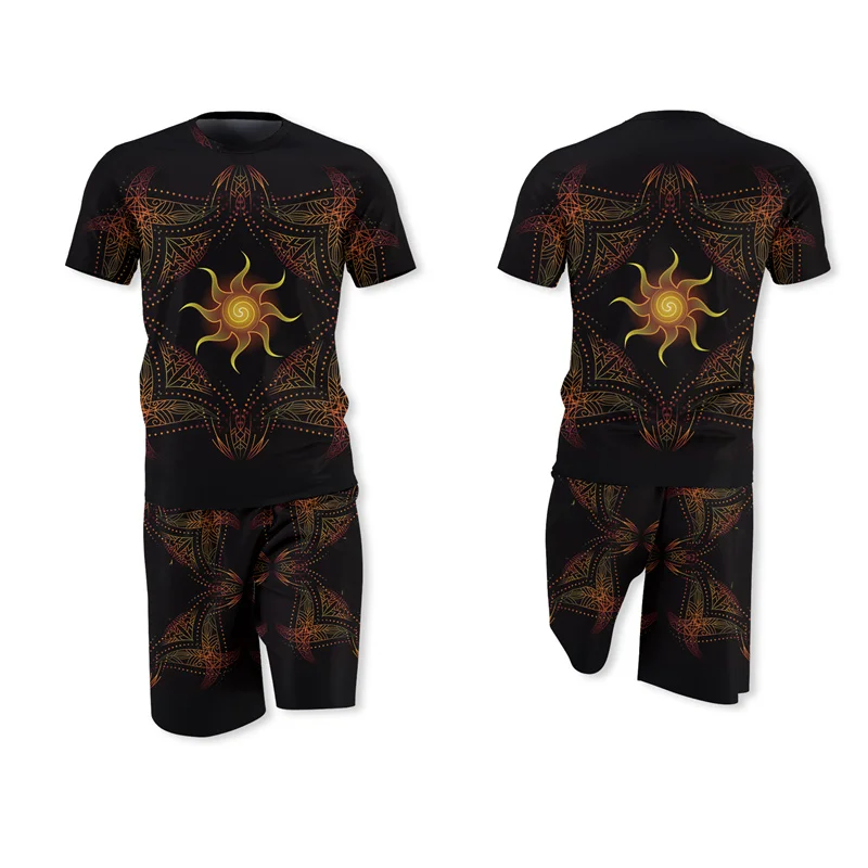 

Men's T-shirt + Shorts Set Summer Breathable Casual T shirt Running Tracksuit 2021 New Fashion 3D Printed Male Street Sport Set