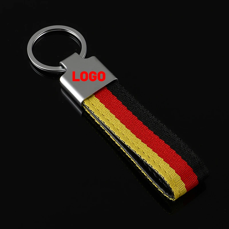

Metal Three-color Canvas Webbing Key Ring Keychian Styling Power Emblem For Bmw M Audi Q6 Sline Mercedes Benz AMG Car Accessor