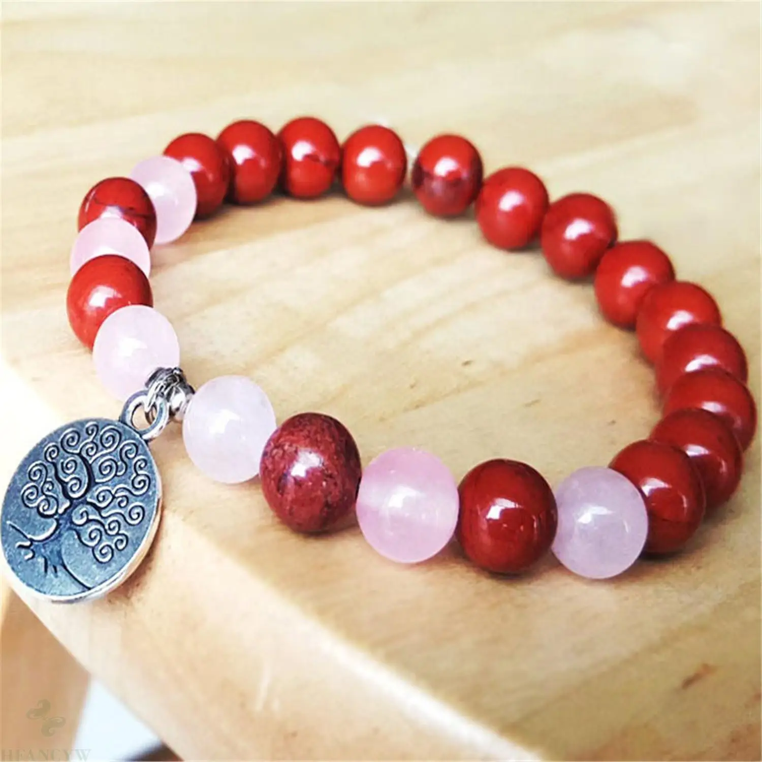 

8mm Natural Red Jasper Handmade Mala Bracelet Healing Spirituality Yoga Sutra Meditation