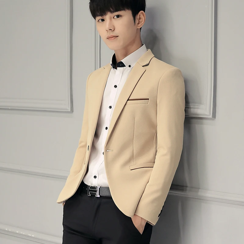 Мужской блейзер с длинным рукавом однотонный винтажный деловой пиджак в