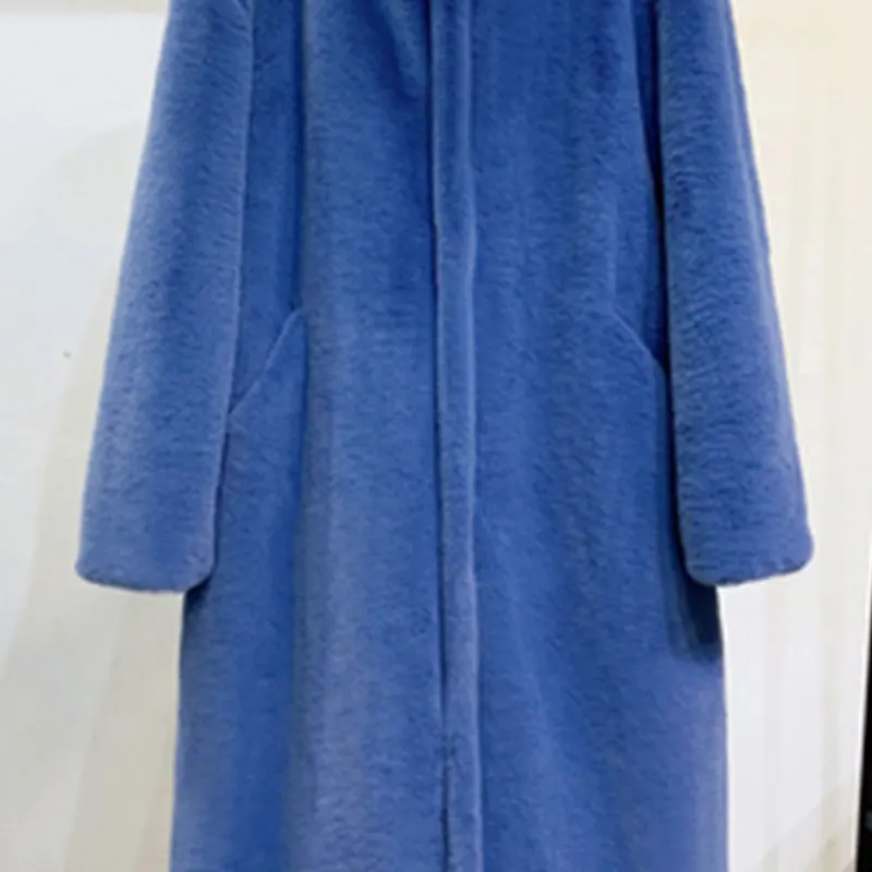 Thick blue Зимняя модная Новая высококачественная шуба из искусственного бархата, длинная шуба, Женская свободная Толстая теплая норковая шуба - Цвет: Thick blue