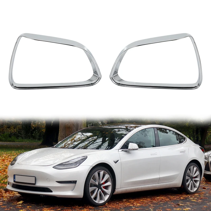 

2Pcs Car Chrome Rearview Mirror Rain Eyebrow Covers Trim for Tesla Model 3 -2020