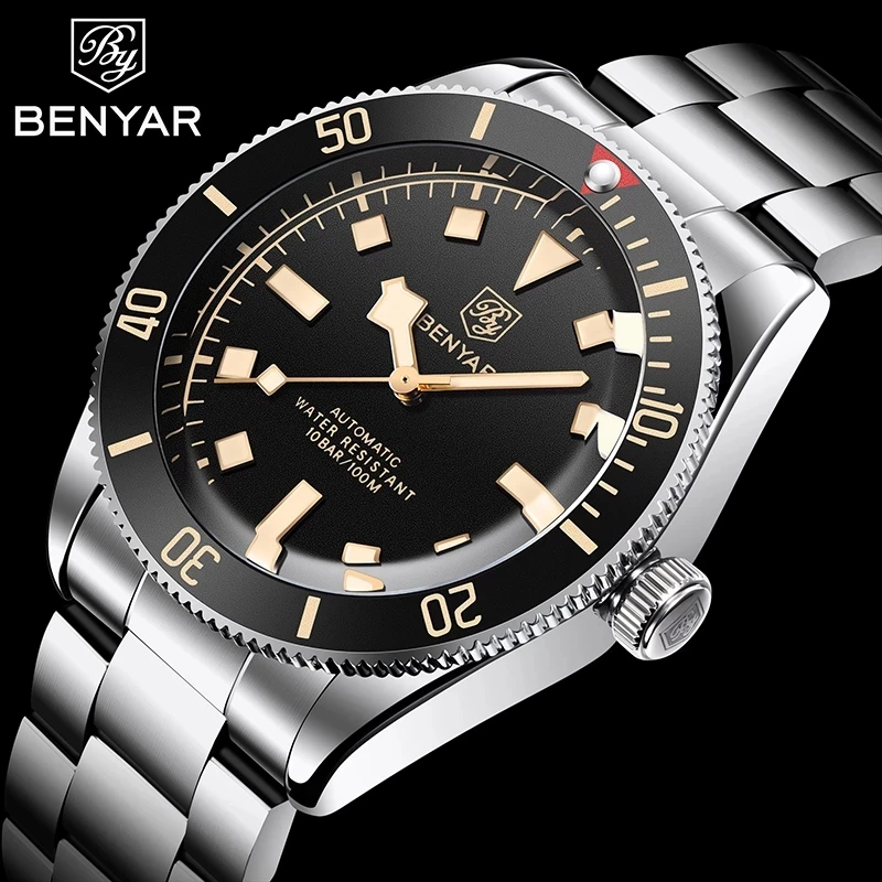 

BENYAR Luxury Brand 2021 New Men's Mechanical Watches Stainless Steel Automatic Men Wristwatch Waterproof 100M Sports Watches