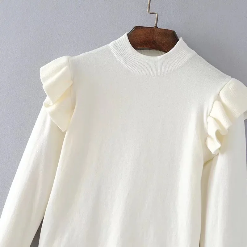 Элегантный вязаный свитер с открытыми плечами Женский Повседневный волнистым