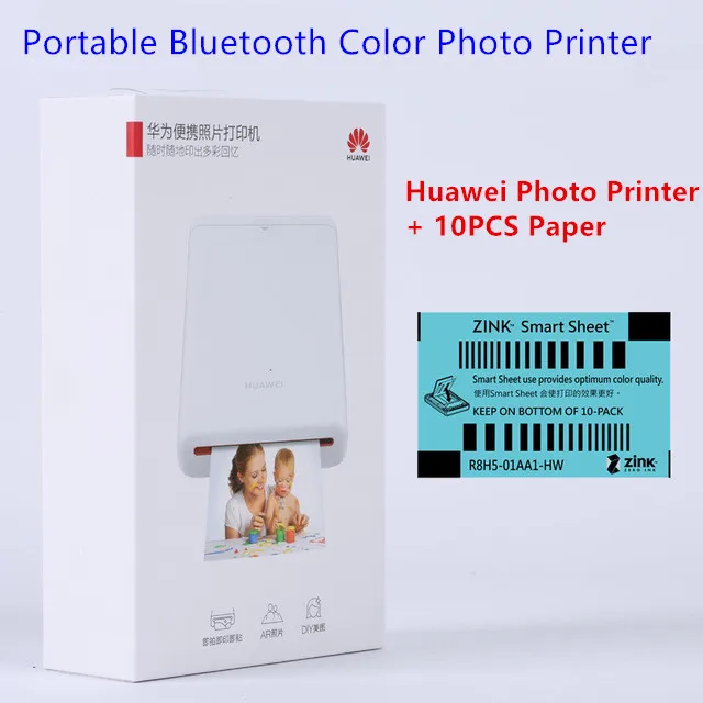 HUAWEI PHOTO PRINTER AR принтер 300 точек/дюйм huawei Zink портативный фотопринтер Honor Карманный принтер Bluetooth 4,1 Поддержка DIY поделиться 500 мАч - Цвет: HUAWEI PHOTO PRINTER