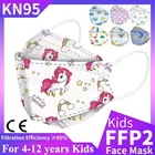 Дети KN95 маски Единорог Мультфильм 3D Детская маска для рта 4 слоя Фильтр Корея Рыба Девочки Мальчики Ребенок FFP2 KN95 Маска для лица ffp2 маска