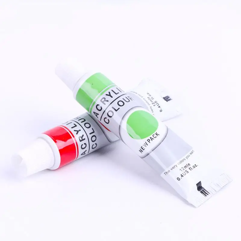

12ml 12 Colors Professional Acrylic Paints Brush Palette Set Hand Painted Drawing Painting Pigment Artist