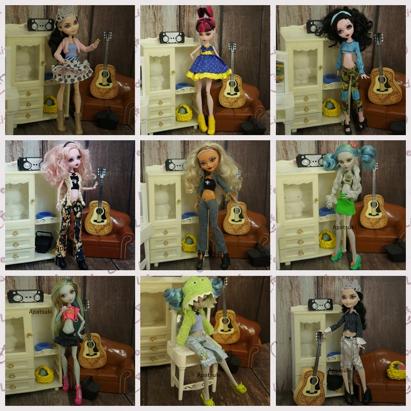 

Модный комплект одежды для куклы Monster High, наряды для кукол, платье, рубашка, длинные брюки для кукол MH, аксессуары, 1/6, детские игрушки