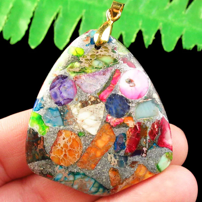1 шт. 45x40x7 мм Радужный морской осадок Jaspers & Pyrite инвертированный треугольный