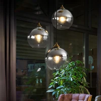 modern nordic led pendant lights glass ball gold silver gray amber hanging light fixtures decoration pendant lamp dining kitchen