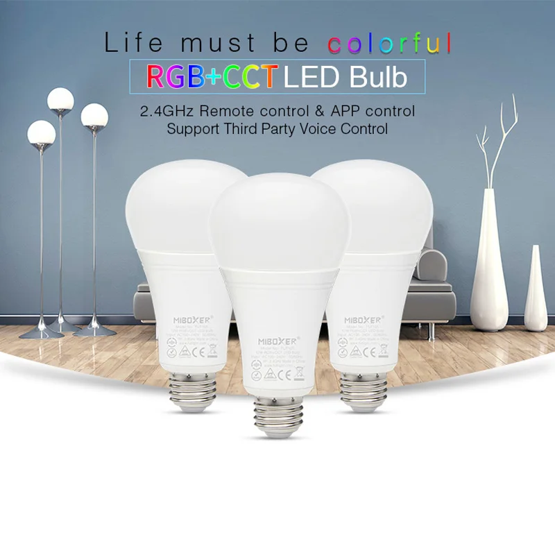 Miboxer 9 Вт 12 RGB + CCT изменение цвета E27 Светодиодная лампа 2700 6500K Вай Фай совместимый 4