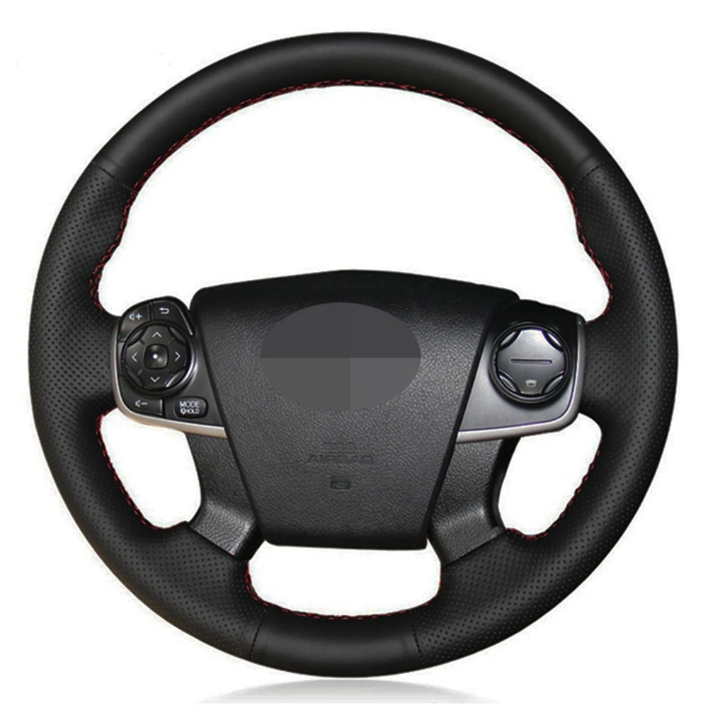 Чехол рулевого колеса автомобиля DIY ручной работы черного цвета из искусственной