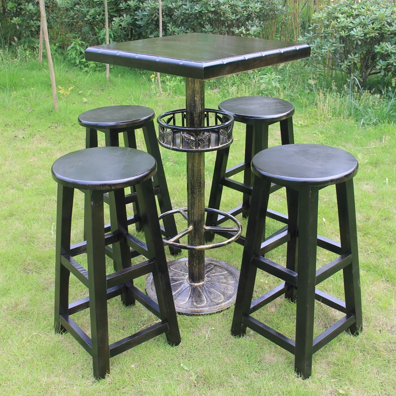 Барные столы и стулья из цельного дерева сочетание кофейни чайного кованого