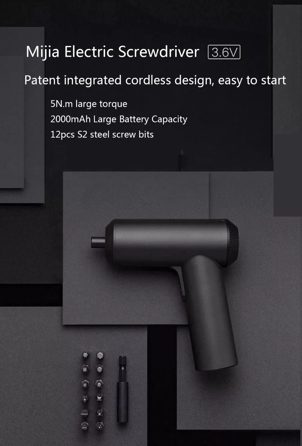 Xiaomi Mijia 3,6 V 2000mAh аккумуляторная батарея Портативная Беспроводная электрическая отвертка с сумкой для хранения винтовые биты для дома