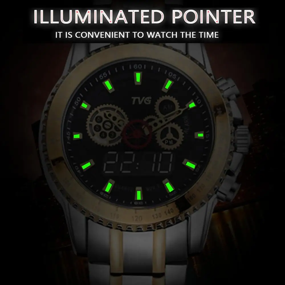 Часы TVG в стиле милитари роскошные модные брендовые часы мужские со стальным