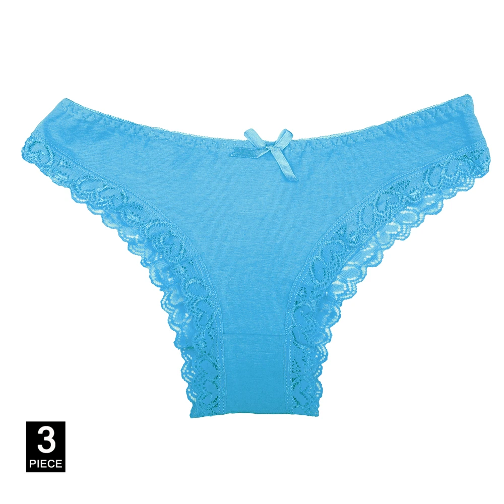 Blue-3 pcs Женские трусики, сексуальные кружевные трусы из хлопка для девочек, нижнее белье, женское нижнее белье, чашечки расположены рядом белье M-XL 3 шт./упак. дропшиппинг - Цвет: Blue-3 pcs